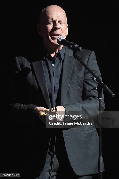 Bruce Willis performs at the 13th Annual A Great Night In Harlem Gala Benefiting The Jazz Musicians Emergency Fund at The Apollo Theater on October...