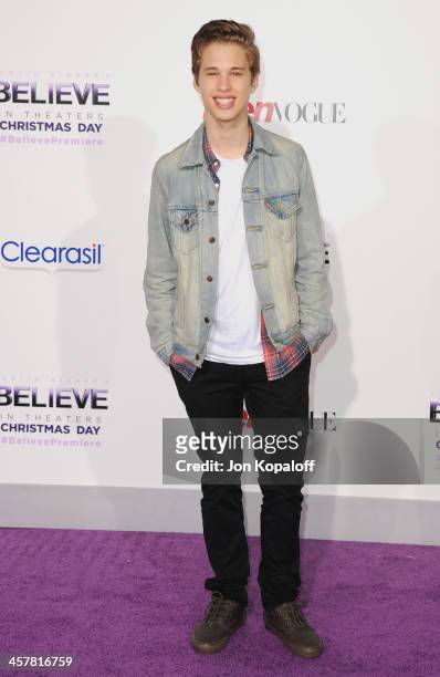 Singer Ryan Beatty arrives at the Los Angeles Premiere "Justin Bieber's Believe" at Regal Cinemas L.A. Live on December 18, 2013 in Los Angeles,...