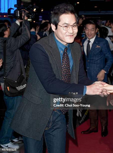 Kim Sung-Kyun attends the 'The Suspect' VIP press screening at COEX Megabox on December 17, 2013 in Seoul, South Korea.