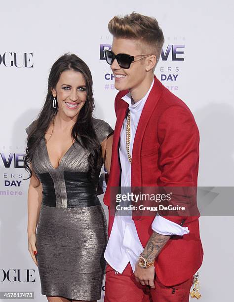 Singer Justin Bieber and mom Pattie Mallette arrive at the world premiere of "Justin Bieber's Believe" at Regal Cinemas L.A. Live on December 18,...