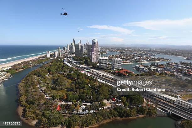 General view during race 31 for the Gold Coast 600, which is round 12 of the V8 Supercars Championship Series at the Surfers Paradise Street Circuit...