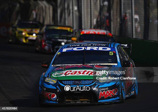 Mark Winterbottom drives the Pepsi Max Crew Ford during race 31 for the Gold Coast 600, which is round 12 of the V8 Supercars Championship Series at...