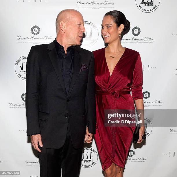 Bruce Willis and wife Emma Heming-Willis attend The Jazz Foundation Of America's 13th Annual "A Great Night In Harlem" Gala Concert at The Apollo...