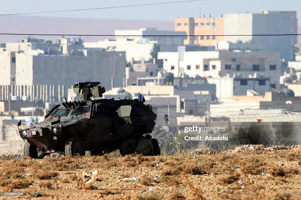 Turkish military vehicles close to Syria Border