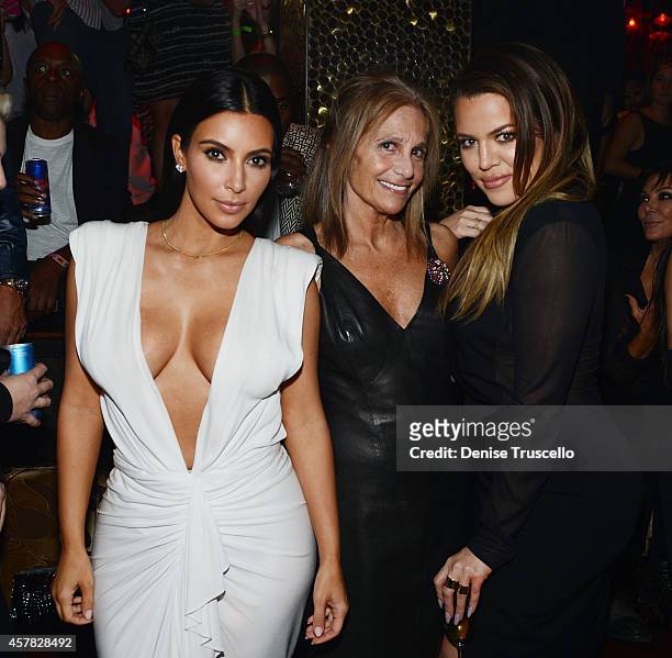 Kim Kardashian West, Cici Bussey and Khloe Kardashian celebrate Kim's birthday at TAO Nightclub at the Venetian Hotel and Casino on October 24, 2014...