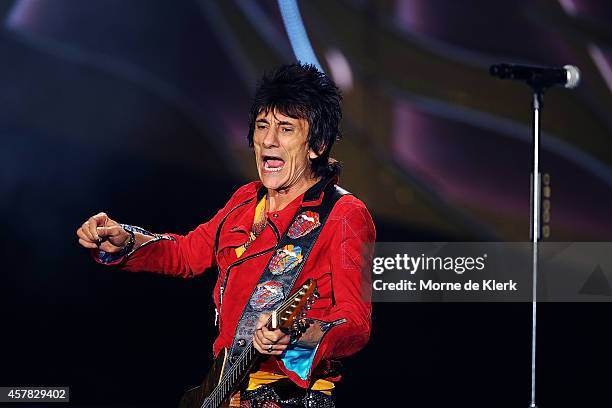 Ronnie Wood of The Rolling Stones perform live at Adelaide Oval on October 25, 2014 in Adelaide, Australia.