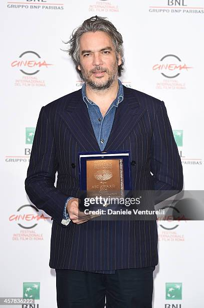 Andrea Di Stefano is bestowed with the AIC Award for the Best Photography at the Collateral Awards Photocall during the 9th Rome Film Festival at...