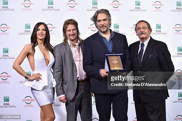 Andrea Di Stefano is bestowed with the AIC Award for the Best Photography at the Collateral Awards Photocall during the 9th Rome Film Festival at...