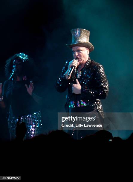 Singer Andy Bell of Erasure performs at Hollywood Palladium at Hollywood Palladium on October 24, 2014 in Hollywood, California.