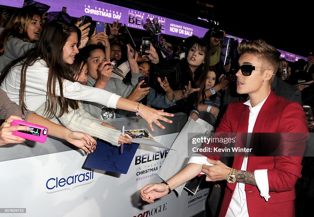 Premiere Of Open Road Films' "Justin Bieber's Believe" - Red Carpet