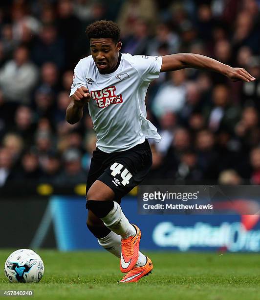 Jordon Ibe of Derby County in action during the Sky Bet Championship match between Derby County and Wigan Athletic at the iPro Stadium on October 25,...
