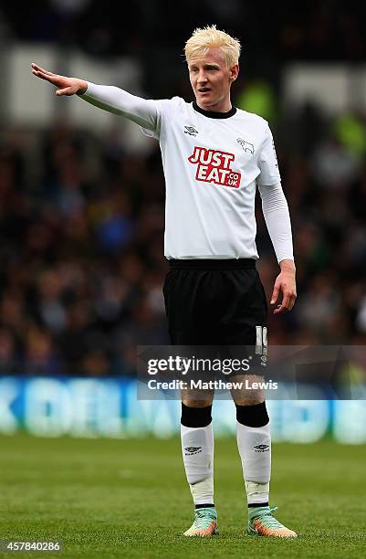 Will Hughes of Derby County in action during the Sky Bet Championship match between Derby County and Wigan Athletic at the iPro Stadium on October...