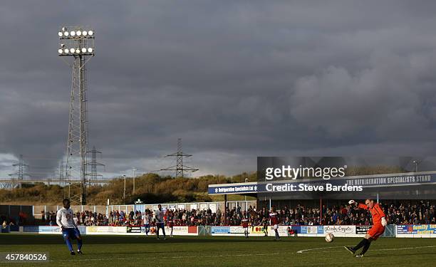 General view of the Bob Lucas stadium during the FA Cup Qualifying Fourth Round match between Weymouth v Braintree Town at the Bob Lucas stadium on...