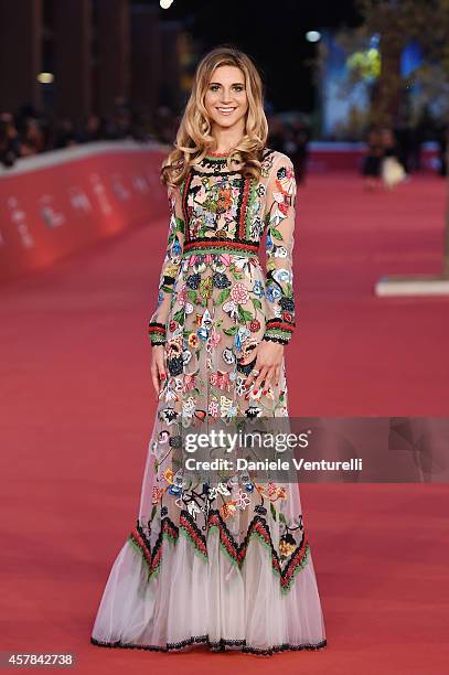 Nicoletta Romanoff attends the awards ceremony red carpet during the 9th Rome Film Festival at Auditorium Parco Della Musica on October 25, 2014 in...