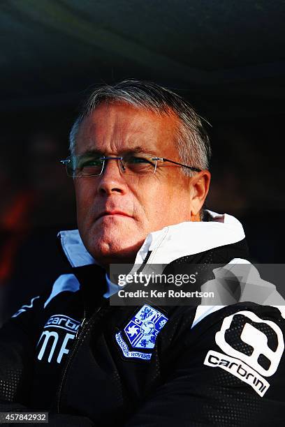 Micky Adams the Tranmere Rovers manager looks on during the Sky Bet League Two match between AFC Wimbledon and Tranmere Rovers at The Cherry Red...