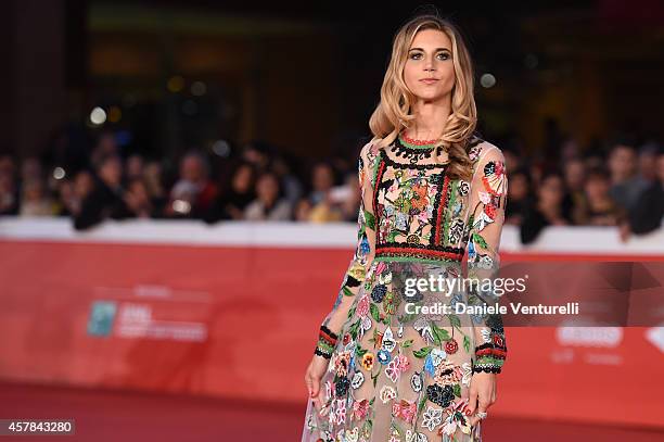 Nicoletta Romanoff attends the awards ceremony red carpet during the 9th Rome Film Festival at Auditorium Parco Della Musica on October 25, 2014 in...