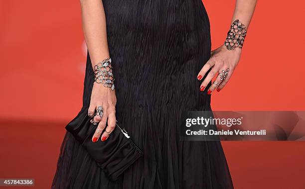 Maria Grazia Cucinotta attends the awards ceremony red carpet during the 9th Rome Film Festival at Auditorium Parco Della Musica on October 25, 2014...