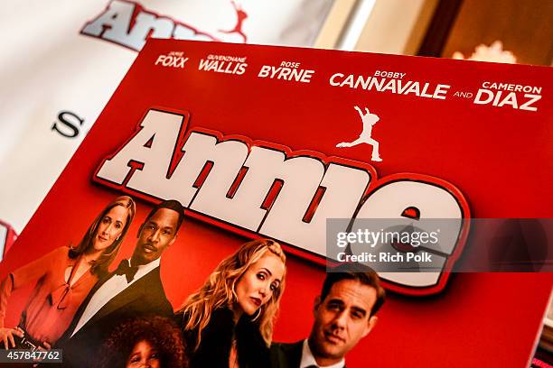 General view of an event where Max Greenfield and daughter Lilly Greenfield host a screening of ANNIE for friends and family at Pacific Theaters at...