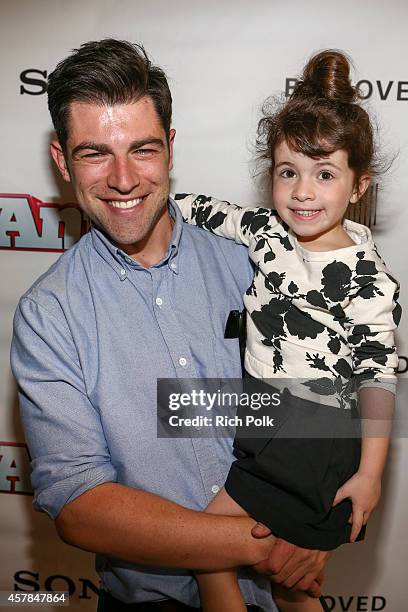 Max Greenfield and daughter Lilly Greenfield host a screening of ANNIE for friends and family at Pacific Theaters at the Grove on October 25, 2014 in...