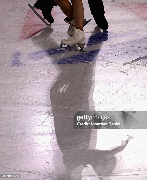 Skaters shadows are seen on the ice during the 2014 Hilton HHonors Skate America competition at the Sears Centre Arena on October 25, 2014 in Hoffman...