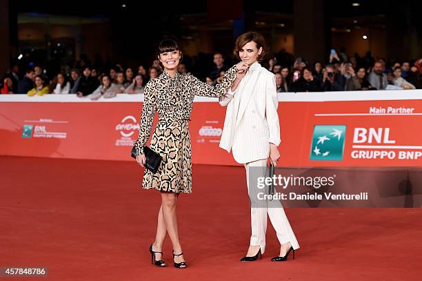 Alessandra Mastronardi and Camilla Filippi attend the 'A Most Wanted Man' red carpet during the 9th Rome Film Festival at Auditorium Parco Della...