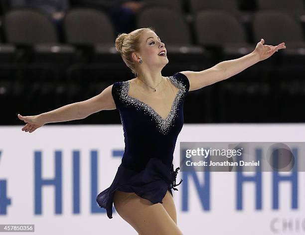 Gracie Gold competes in the Ladies Short Program during the 2014 Hilton HHonors Skate America competition at the Sears Centre Arena on October 25,...