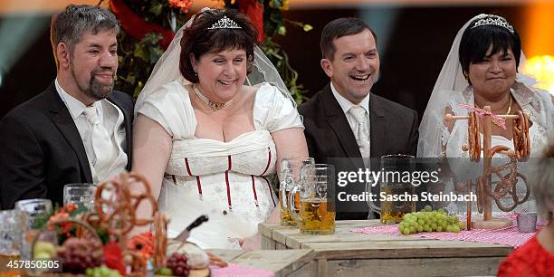 Participants of 'Bauer sucht Frau' are seen during the taping of the anniversary show '30 Jahre RTL - Die grosse Jubilaeumsshow mit Thomas...