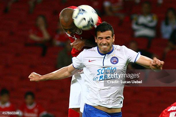 Alan Costa of Internacional battles for the ball against Henrique of Bahia during match between Internacional and Bahia as part of Brasileirao Series...
