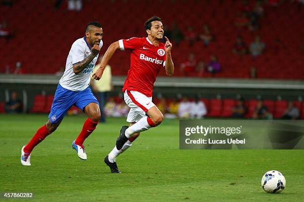 Nilmar of Internacional battles for the ball against Demerson of Bahia during match between Internacional and Bahia as part of Brasileirao Series A...