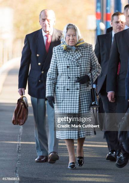 Queen Elizabeth II and Prince Philip, Duke of Edinburgh arrive at King's Lynn station after travelling from Kings Cross on a regular train, to begin...