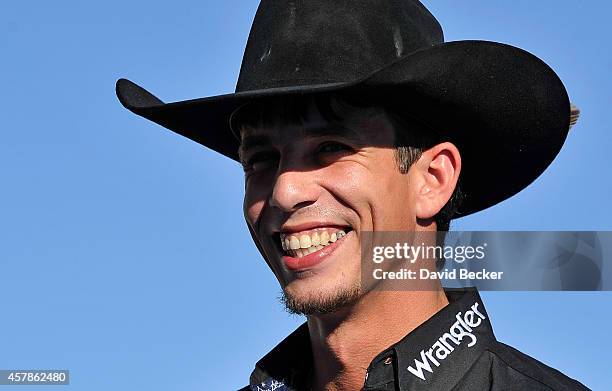 Professional bull rider J.B. Mauney arrives at the fourth round of the Professional Bull Riders Built Ford Tough World Finals at the Thomas & Mack...