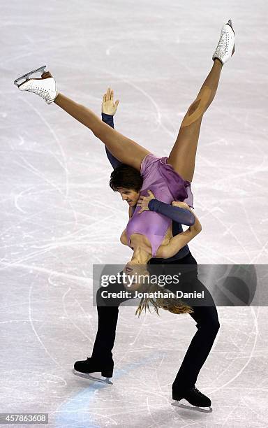 Alexandra Stepanova and Ivan Bukin compete in the Ice Dance Free Dance during the 2014 Hilton HHonors Skate America competition at the Sears Centre...