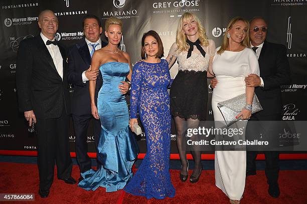 Roy Black, Mr. And Mrs. Steven Mariano, Gloria Estefan, Courtney Love and Lea Black attend The Blacks' Annual Gala at Fontainebleau Miami Beach on...
