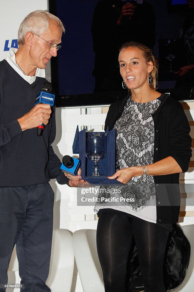 The Italian diver Tania Cagnotto receives two awards from...
