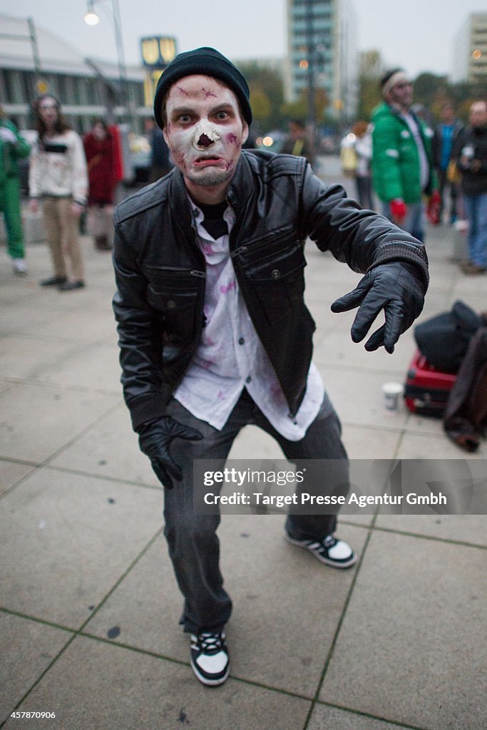 Flash Mob Gathers For Zombie Walk