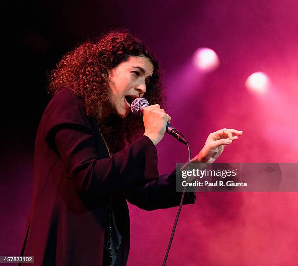 Sarah Chernoff of Superhumanoids performs on stage at Hollywood Palladium on October 25, 2014 in Hollywood, California.