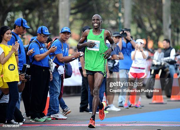 Kennedy Liken Kipro of Kenya takes runner-up position during the 2014 Jakarta Marathon on October 26, 2014 in Jakarta, Indonesia.