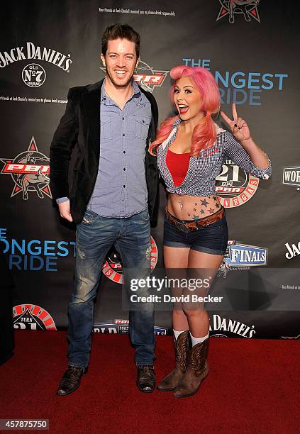 Television personality JD Scott and model Annalee Belle attend the Professional Bull Riders Official PBR 21st Birthday Party at the Mandalay Bay...