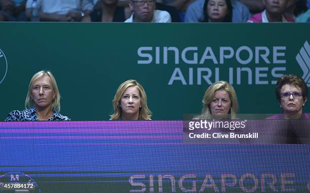 Chris Evert of the United States,Martina Navratilova of the United States,Stacey Allaster WTA CEO and Chairman and Billie Jean King of the United...