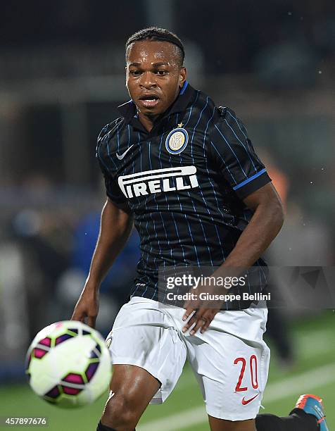 Joel Obi of FC Internazionale Milano in action during the Serie A match between AC Cesena and FC Internazionale Milano at Dino Manuzzi Stadium on...