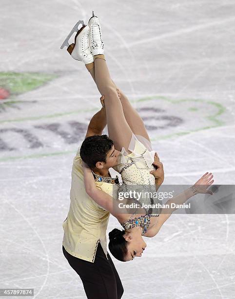 Haven Denney and Brandon Frazier compete in the Pairs Free Skating during the 2014 Hilton HHonors Skate America competition at the Sears Centre Arena...