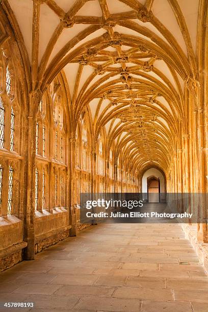 the cloisters in wells cathedral. - cloister stock pictures, royalty-free photos & images