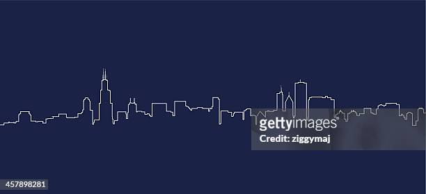 stockillustraties, clipart, cartoons en iconen met chicago skyline - cityscape illustration