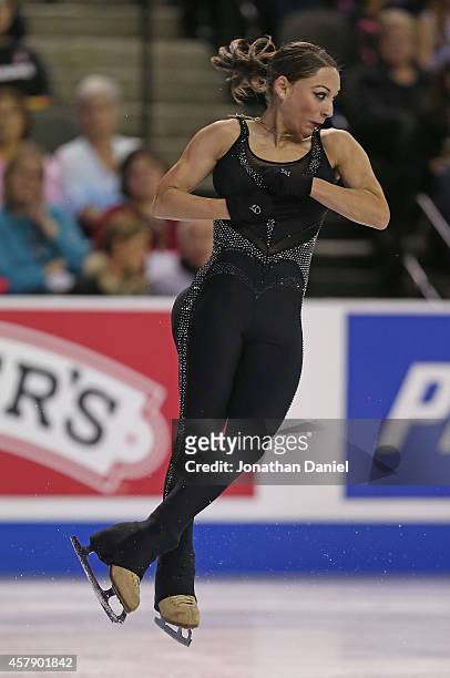 Elene Gedevanishvli competes in the Ladies Free Skating during the 2014 Hilton HHonors Skate America competition at the Sears Centre Arena on October...