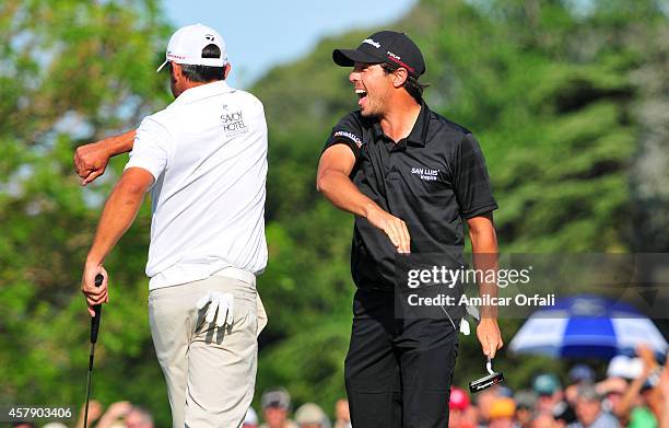 Rafael Echenique and Puma Dominguez of Argentina celebrate after winning the America's Golf Cup as part of PGA Latinoamerica tour at Olivos Golf Club...