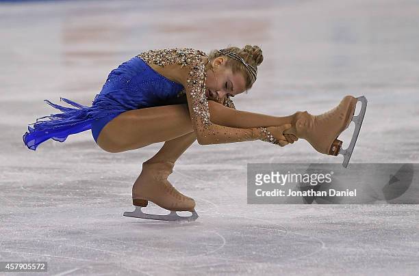 Elena Radionova competes in the Ladies Free Skating during the 2014 Hilton HHonors Skate America competition at the Sears Centre Arena on October 26,...