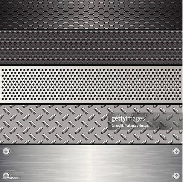 bildbanksillustrationer, clip art samt tecknat material och ikoner med metallic texture set (pattern) - stål