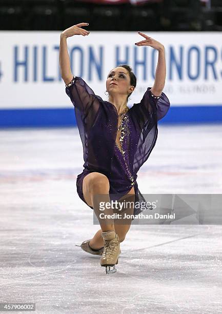 Elizaveta Tuktamysheva competes in the Ladies Free Skating during the 2014 Hilton HHonors Skate America competition at the Sears Centre Arena on...
