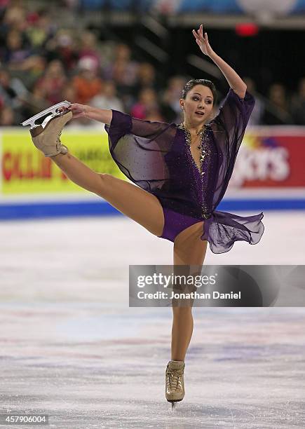 Elizaveta Tuktamysheva competes in the Ladies Free Skating during the 2014 Hilton HHonors Skate America competition at the Sears Centre Arena on...