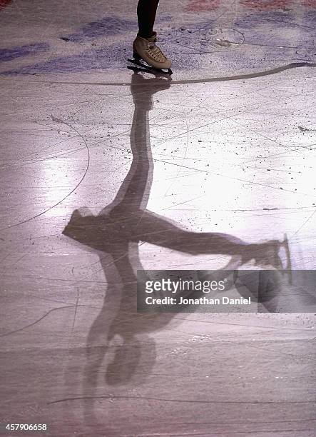 Skater's shadow is seen during the 2014 Hilton HHonors Skate America competition at the Sears Centre Arena on October 26, 2014 in Hoffman Estates,...